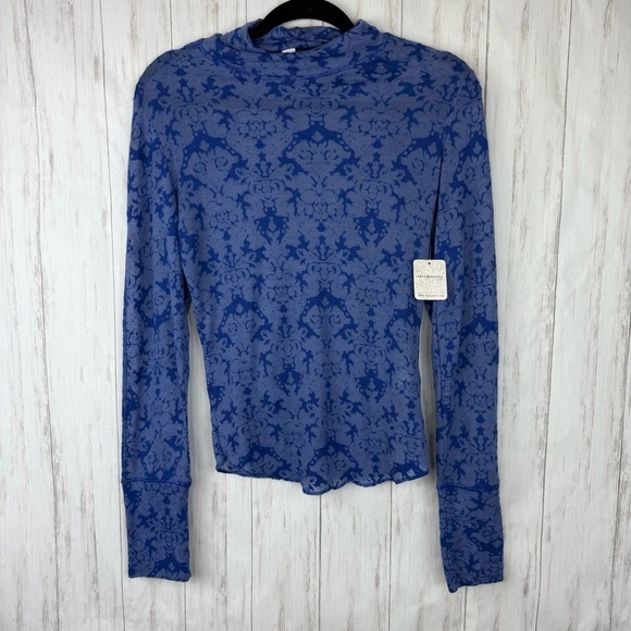 Free People NWT blue long sleeve blouse - Picture 4 of 7